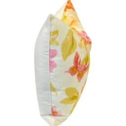 Watercolor Floral Pillow Cover Pink Orange Green Linen Blend - thumbnail 4
