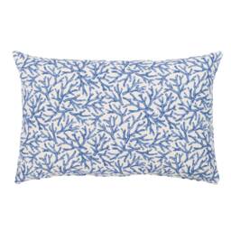 Coral Reef Xl Rectangular Cushion Cover. Botanical & Nautical Inspired Print in Marine Blue & Seafoam White. 23X15 - thumbnail 3