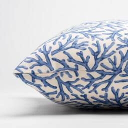 Coral Reef Xl Rectangular Cushion Cover. Botanical & Nautical Inspired Print in Marine Blue & Seafoam White. 23X15 - thumbnail 2