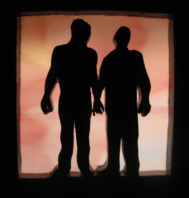 stain Glass Night Light All Male Silhouette Handmade in The Usa - image 1