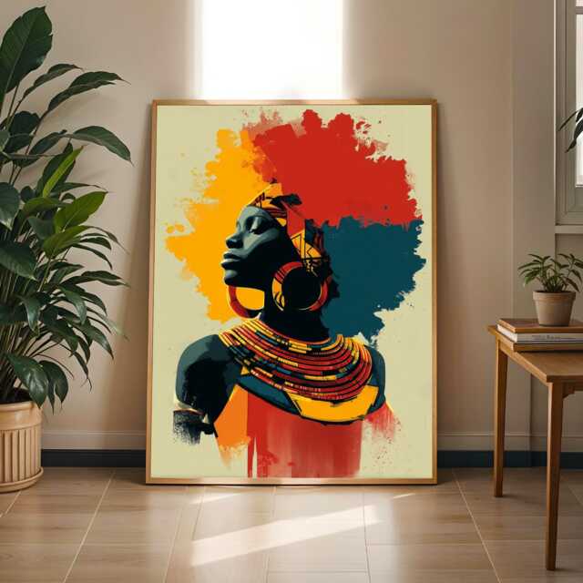 Regal Portrait With Beads Wall Art Print - Poster Only - image 1