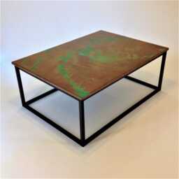 Hammered Copper With Green Patina Coffee Table, Epoxy Finish Decor, Handmade, Knoechel, Retro, Urban, Living Room, Bespoke, Hand Crafted - thumbnail 3