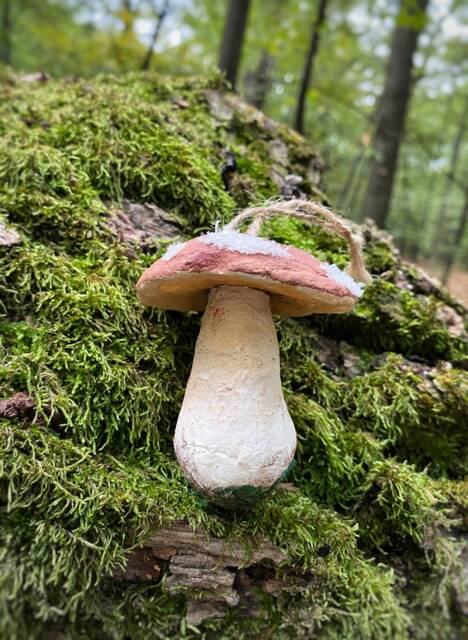 Boletus Mushroom Ornaments, Christmas Ornaments, Textile Mushroom Sculpture - image 1