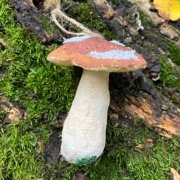 Boletus Mushroom Ornaments, Christmas Ornaments, Textile Mushroom Sculpture - thumbnail 3
