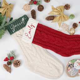 Personalized Family Christmas Stockings, Embroidered Knitted Stocking, Custom Gift, Name Holiday Stocking, Monogram Stocking - thumbnail 3