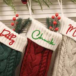 Personalized Family Christmas Stockings, Embroidered Knitted Stocking, Custom Gift, Name Holiday Stocking, Monogram Stocking - thumbnail 4