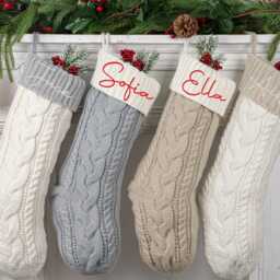 Personalized Family Christmas Stockings, Embroidered Knitted Stocking, Custom Gift, Name Holiday Stocking, Monogram Stocking - thumbnail 2