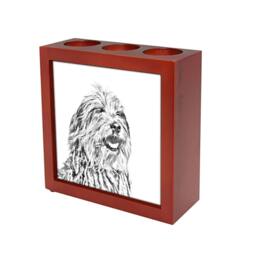 Bergamasco Shepherd - Wooden Stand For Candles/Pens With The Image Of A Dog New Collection - thumbnail 1