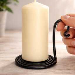 Hand Forged Spiral Candle Holder - Rustic Metal Pillar Stand, Blacksmith Made Home Decor, Farmhouse & Industrial Style Gift - thumbnail 3