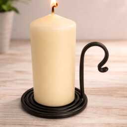 Hand Forged Spiral Candle Holder - Rustic Metal Pillar Stand, Blacksmith Made Home Decor, Farmhouse & Industrial Style Gift - thumbnail 2