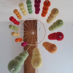 Nursery Decor Set - Autumn Felt Ball, Warm Coloured Wool Childrens Room Decoration, Including Mobile, Garland & Heart Wall Hanging - thumbnail 3
