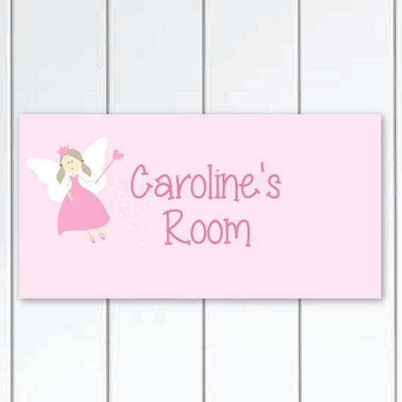 Pink Fairy Girls Door Sign, Personalized Nursery Wall Art, Decor For Bedroom - image 1