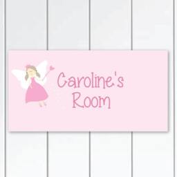 Pink Fairy Girls Door Sign, Personalized Nursery Wall Art, Decor For Bedroom - thumbnail 1