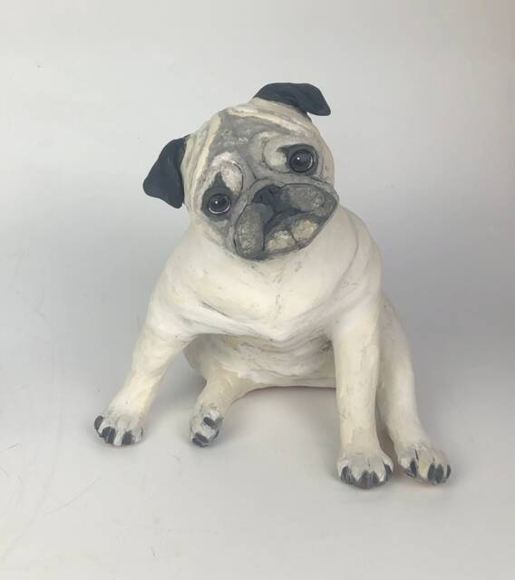 Pug Urn, Pet Memorial, Portrait Custom, Pug, Dog Portrait, Art, Gifts For Lovers, Clay Sculpture, Sculpture - image 1
