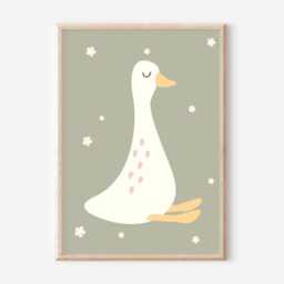 Cute Sage Green Goose Print. Animal Wall Art Perfect For Girls Rooms, A Playroom Or Baby Nursery - Print Only - thumbnail 3