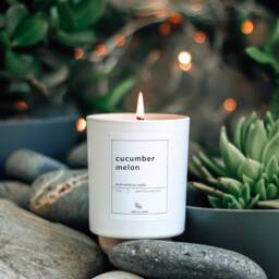 Cucumber Melon Soy Wax Candle Vegan Natural Essential Oil Spa Gift For Her Aromatherapy New Home - thumbnail 2