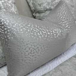 Silver Luxury Designer Cushion Cover, Lumbar Throw Pillow Cover For Bed Bedding Sofa - Double Sided Prestigious Textiles Crater Fabric - thumbnail 3