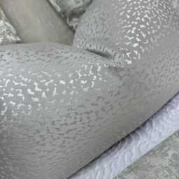 Silver Luxury Designer Cushion Cover, Lumbar Throw Pillow Cover For Bed Bedding Sofa - Double Sided Prestigious Textiles Crater Fabric - thumbnail 4