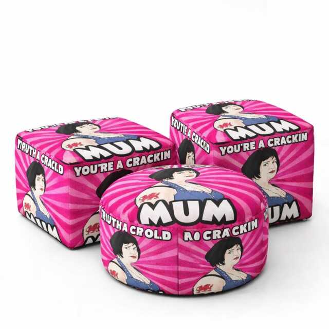 Crackin Mum Pouffe Footstool Pink Funny Gift Mothers Day Birthday Present Decorative Seat Living Room Bedroom Home Decor For - image 1