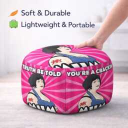 Crackin Mum Pouffe Footstool Pink Funny Gift Mothers Day Birthday Present Decorative Seat Living Room Bedroom Home Decor For - thumbnail 4