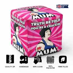 Crackin Mum Pouffe Footstool Pink Funny Gift Mothers Day Birthday Present Decorative Seat Living Room Bedroom Home Decor For - thumbnail 3