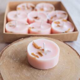 Set Of 9 Tealight Candles Infused With Rose Petals. Handmade Natural Soy Wax Essential Oil. Aromatherapy. Wedding Favor - thumbnail 3