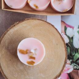 Set Of 9 Tealight Candles Infused With Rose Petals. Handmade Natural Soy Wax Essential Oil. Aromatherapy. Wedding Favor - thumbnail 4