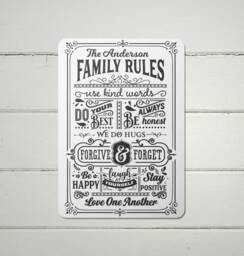 Personalised Family Rules, Metal Sign, Gift For The Home Retro Plaque -A4 Waterproof Aluminium - thumbnail 1
