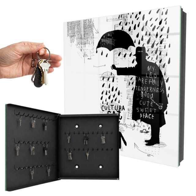 Black Silhouette Wall Mounted Key Cabinet, Box For Home, Abstract Art, Lovers Of Modern Art - image 1