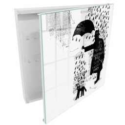 Black Silhouette Wall Mounted Key Cabinet, Box For Home, Abstract Art, Lovers Of Modern Art - thumbnail 2