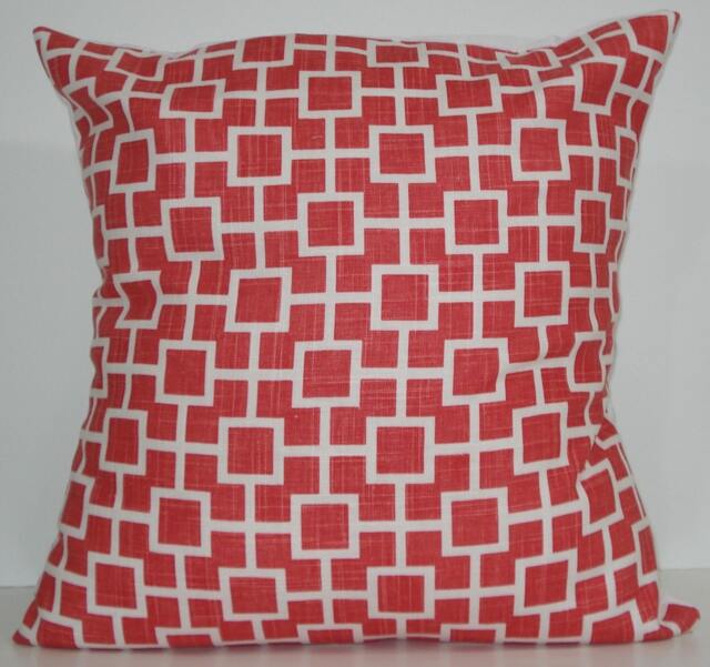 New 18x18 Inch Designer Handmade Pillow Cases in Pink Cat's Cradle Linen