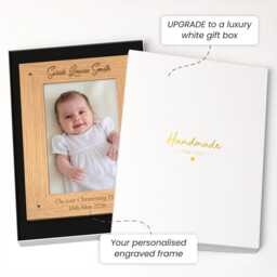Christening Photo Frame Gift, Personalised Engraved Wooden 6x4 7x5 Picture - thumbnail 2