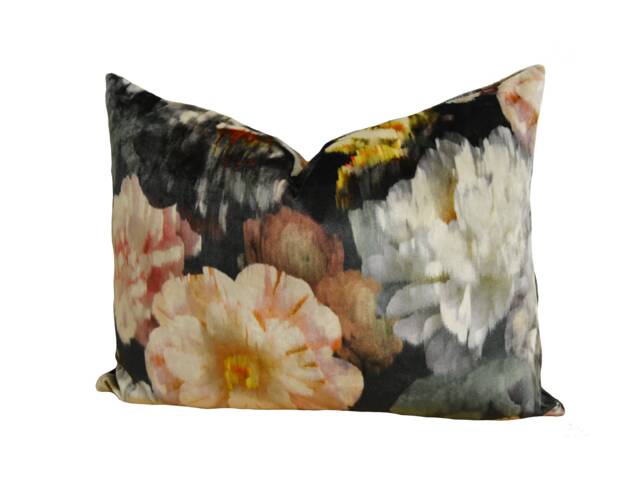 Romo - Black Edition Herbaria Malva Decadent Floral Velvet Designer Cushion Cover Handmade Throw Pillow Luxury Home Decor - image 1