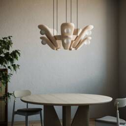 Handmade Clay Pendant Chandelier, Ceramic Hanging Lamp, Unique Lighting - thumbnail 3