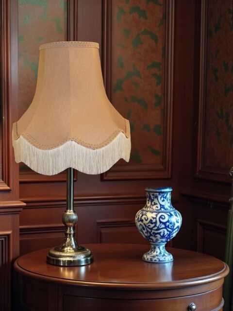 Traditional Mushroom Beige Fabric Lampshade Handmade For Table & Floor Standard Lamp Bases, Wall Light Fixtures, Ceiling Fittings - image 1