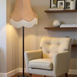 Traditional Mushroom Beige Fabric Lampshade Handmade For Table & Floor Standard Lamp Bases, Wall Light Fixtures, Ceiling Fittings - thumbnail 2