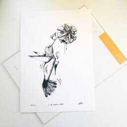 To Keep Savouring Artwork - Hummingbird - Nature Origami Ink Illustration Wall Art Giclee Print - thumbnail 2