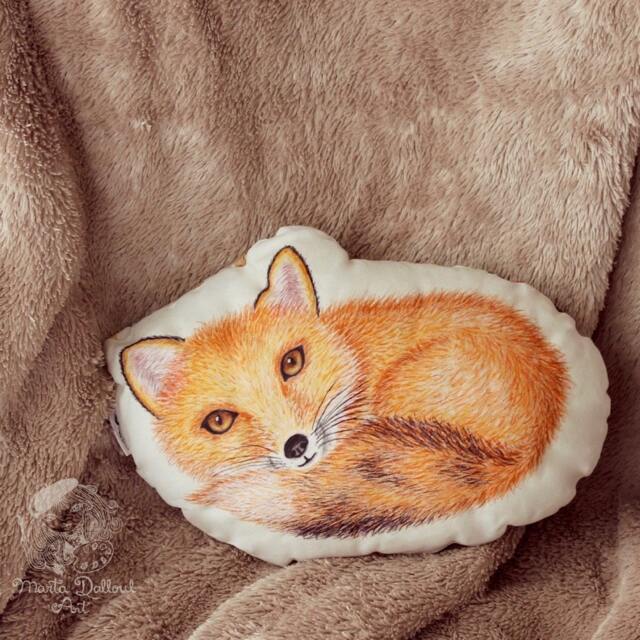 Red Fox Pillow, Linen-Cotton Nursery Decor - image 1
