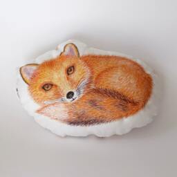 Red Fox Pillow, Linen-Cotton Nursery Decor - thumbnail 3