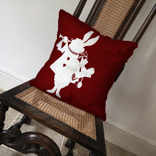 Alice in Wonderland White Rabbit - Cushion Cover Case Or Stuffed With Insert