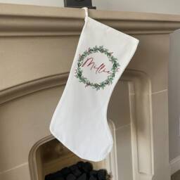 Personalised Christmas Stocking - Name Family Stockings Decorations Wreath - thumbnail 4