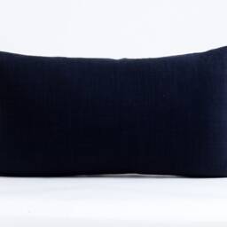 Ethnic Ikat Lumbar Pillow Cover, Vervain Blue Fabric - thumbnail 3