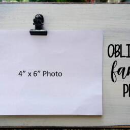 Obligatory Family Photo Wood Picture Frame, Sarcastic Personalized Funny Holder, Board Clip, Shower Gift, Wedding Present - thumbnail 2