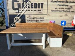 Farmhouse Style Dining Table & Storage Bench - thumbnail 1