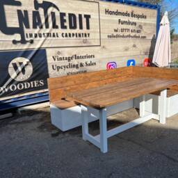 Farmhouse Style Dining Table & Storage Bench - thumbnail 2