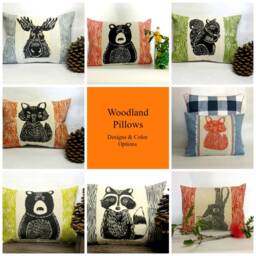 Woodland Rabbit Print Lumbar Pillow Rustic Home Decor - 12x16 - thumbnail 4