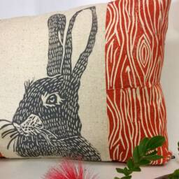 Woodland Rabbit Print Lumbar Pillow Rustic Home Decor - 12x16 - thumbnail 3
