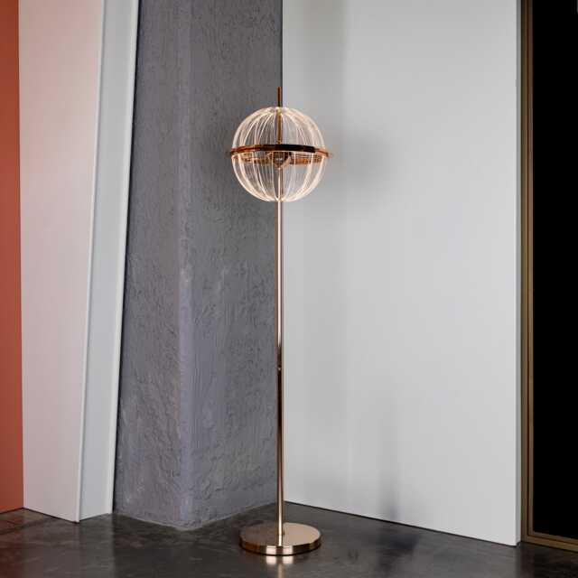 Modern Gold Globe Floor Lamp - Transparent Acrylic Led Lighting - image 1