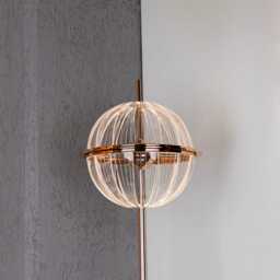 Modern Gold Globe Floor Lamp - Transparent Acrylic Led Lighting - thumbnail 3