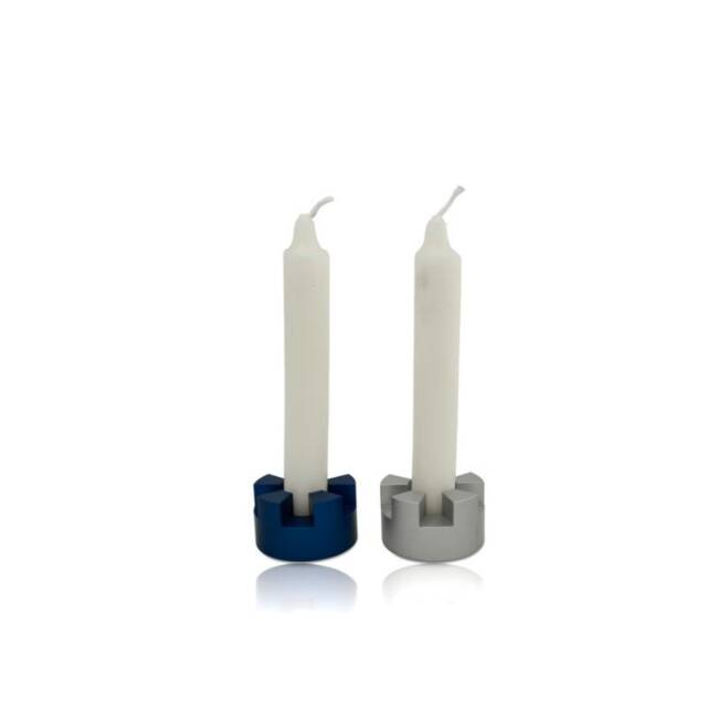 Custom Colors Small Traveling Candlesticks, Jerusalem Walls Shape, Jewish Holiday Gift, Children Puzzle Design, Nadav Art, Modern Judaica - image 1